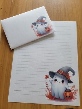 🧋NEW🧋24pc Halloween Ghost Stationery Set - Cute Grey Ghost Design